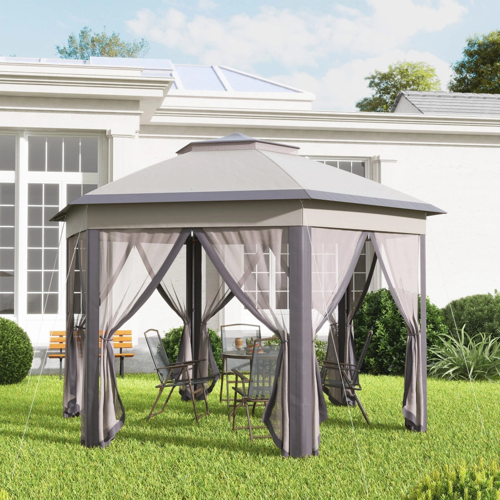 Carpa Pieghevole 4x3.4 m ¨C Zephmum ¨C Marrone e Beige con Doppio Tetto e 6 Zanzariere