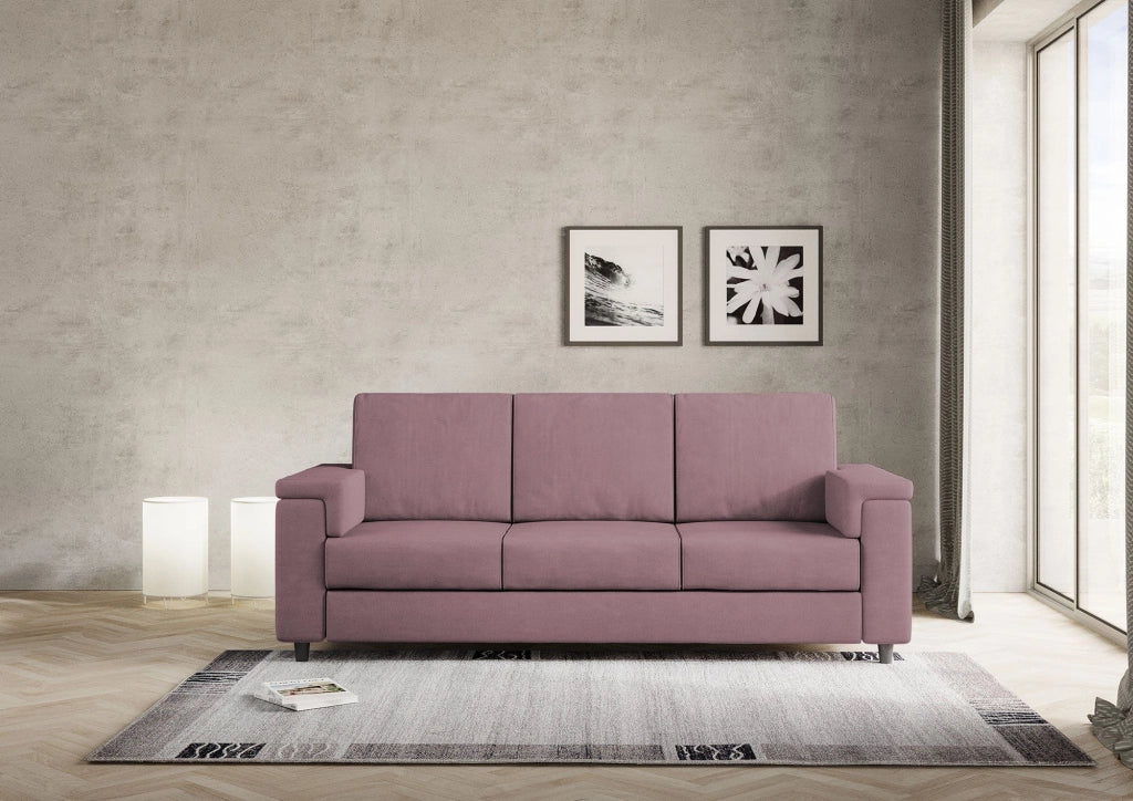 Divano 3 Posti 208x85x85 cm Marrak in Tessuto Prugna