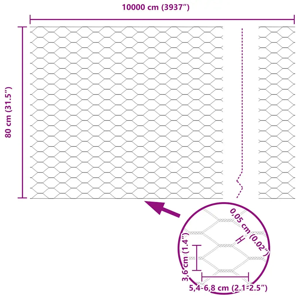 Recinzione Esagonale Argento 0,8 x 100 m Acciaio zincato 42005751