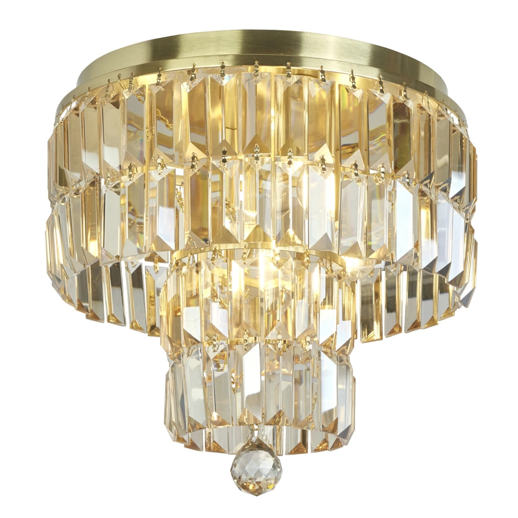 Plafoniera Classica Impero Acciaio Ottone Vetro 4 Luci E14