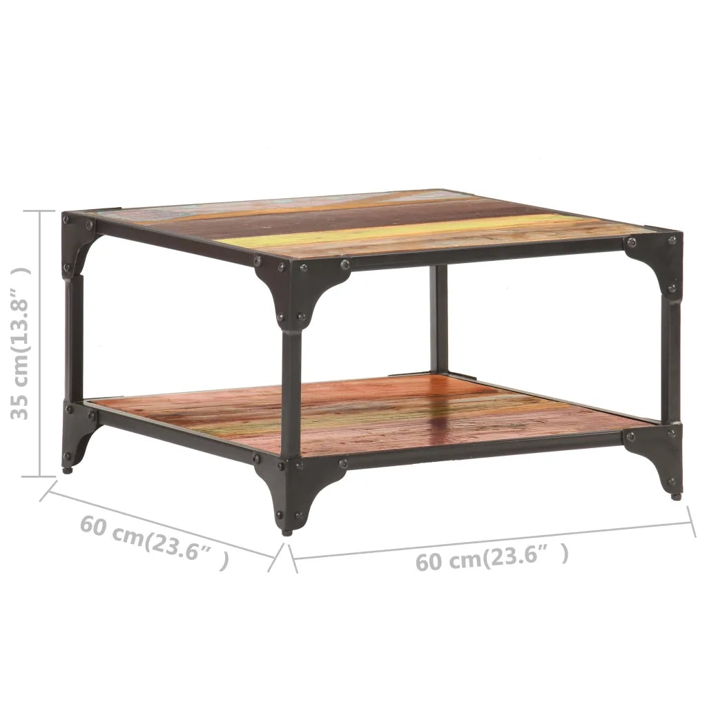 Tavolino da Salotto 60x60x35 cm in Legno Massello di Recupero 321795