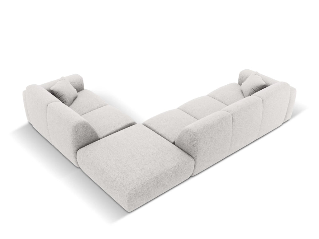 Cosmopolitan Design - Divano angolare destro "Nolio" 4 posti in ciniglia grigio chiaro 