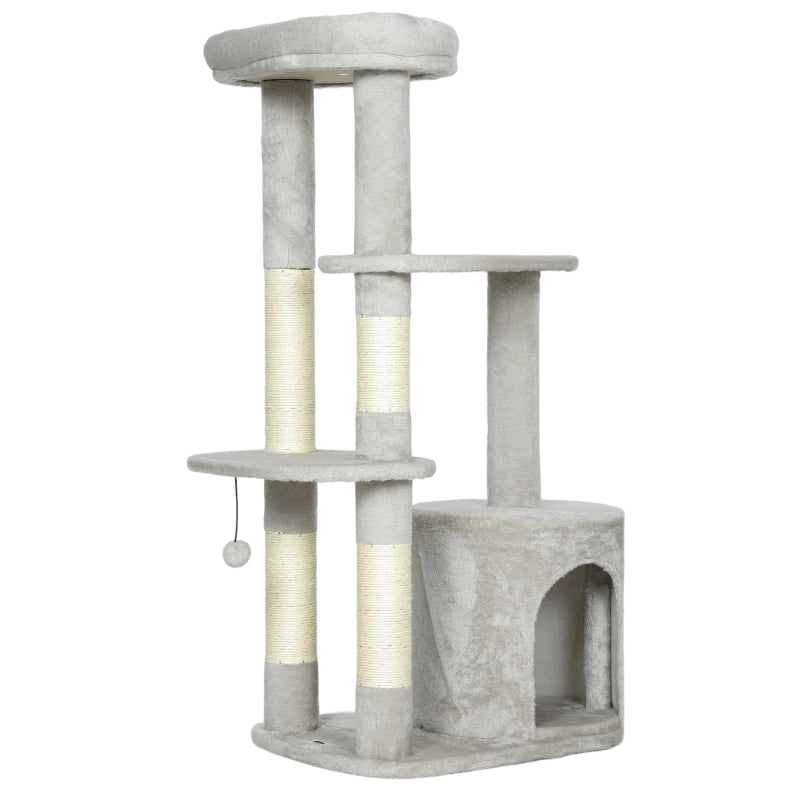 Tiragraffi multilivello 114 cm con cuccia e tiragraffi in sisal