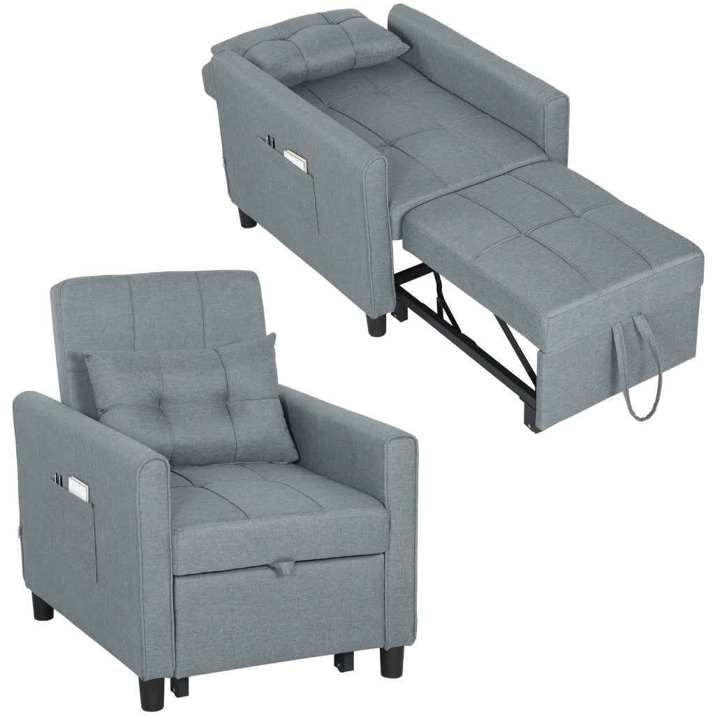 Divano Letto Pieghevole con Schienale Regolabile ¨C zephmum ¨C Grigio