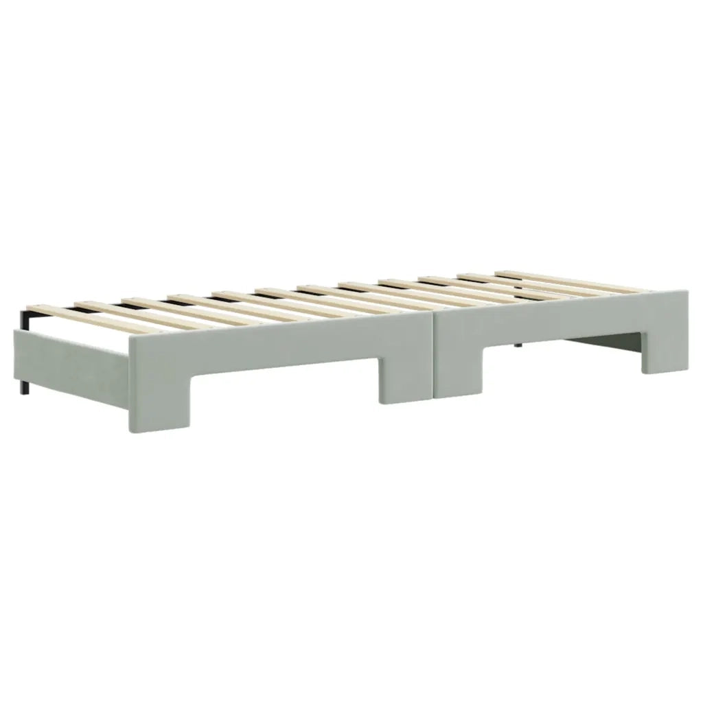 Divano Letto Estraibile Cassetti Grigio Chiaro 80x200cm Velluto