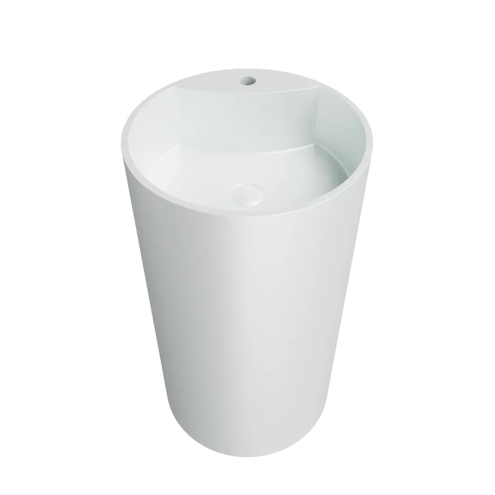Lavabo freestanding tondo 45x83 cm in micrcocemento bianco | Coral