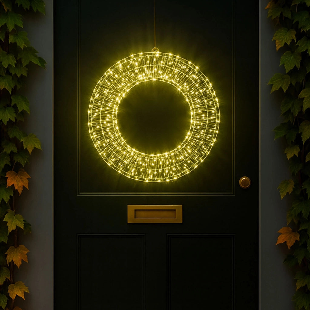 Ghirlanda Natalizia 3D in Metallo con 960 Luci LED Diametro 38 cm da appendere
