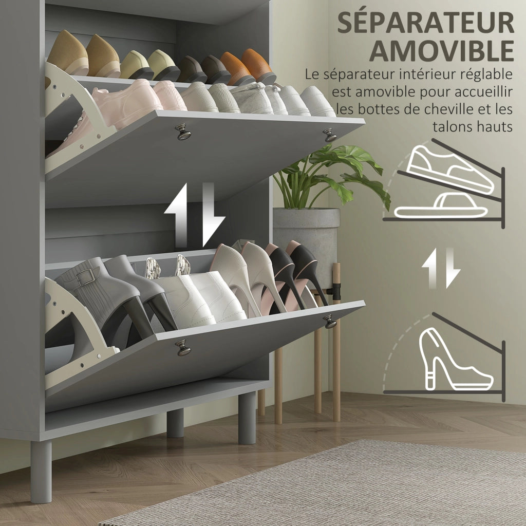 Scarpiera con 3 cassetti e ripiani regolabili ¨C zephmum ¨C 80x23.5x121cm grigio