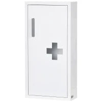 kleankin Armadietto Medicinali a 3 Ripiani con Porta Magnetica, in Acciaio, 30x12x60 cm, Bianco