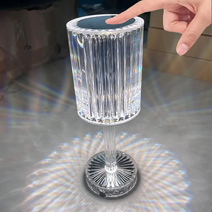 Lampada Tavolo Touch Senza Fili Effetto Cristallo Acrilico Abatjour
