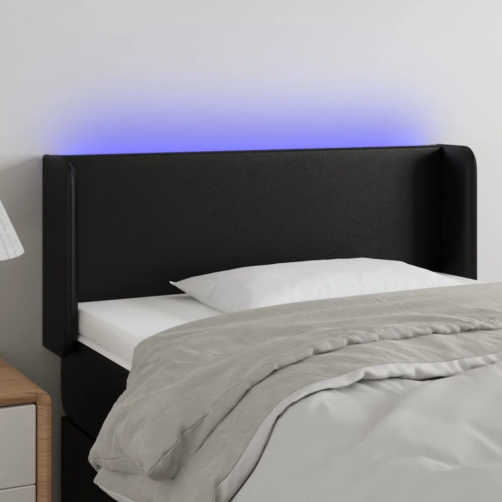Testiera | Testata a LED Nera 103x16x78/88 cm in Similpelle