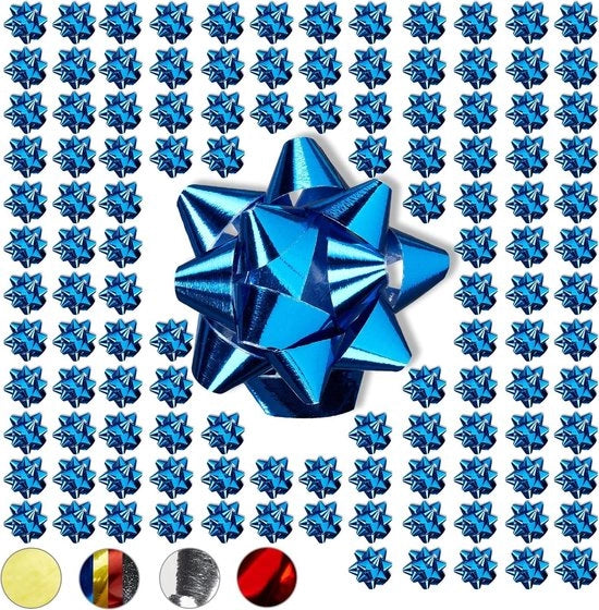 Set di nastri da regalo da 100 - Adesivi - Nastri da regalo per compleanni o Natale - Stella Ø 5 cm - Blu
