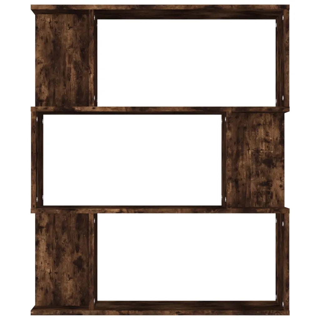 Libreria Divisorio-Scaffale per Libri-Mobile di Stoccaggio Rovere Fumo 80x24x96 cm in Legno Ingegnerizzato