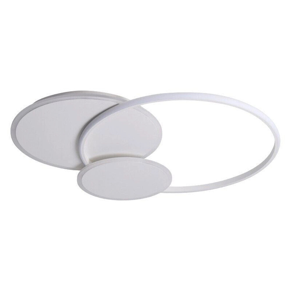 Trade Shop - Plafoniera Tonda A 3 Cerchi Led A Tripla Colorazione Di Luce 37w Ultra Moderno C32-3c -