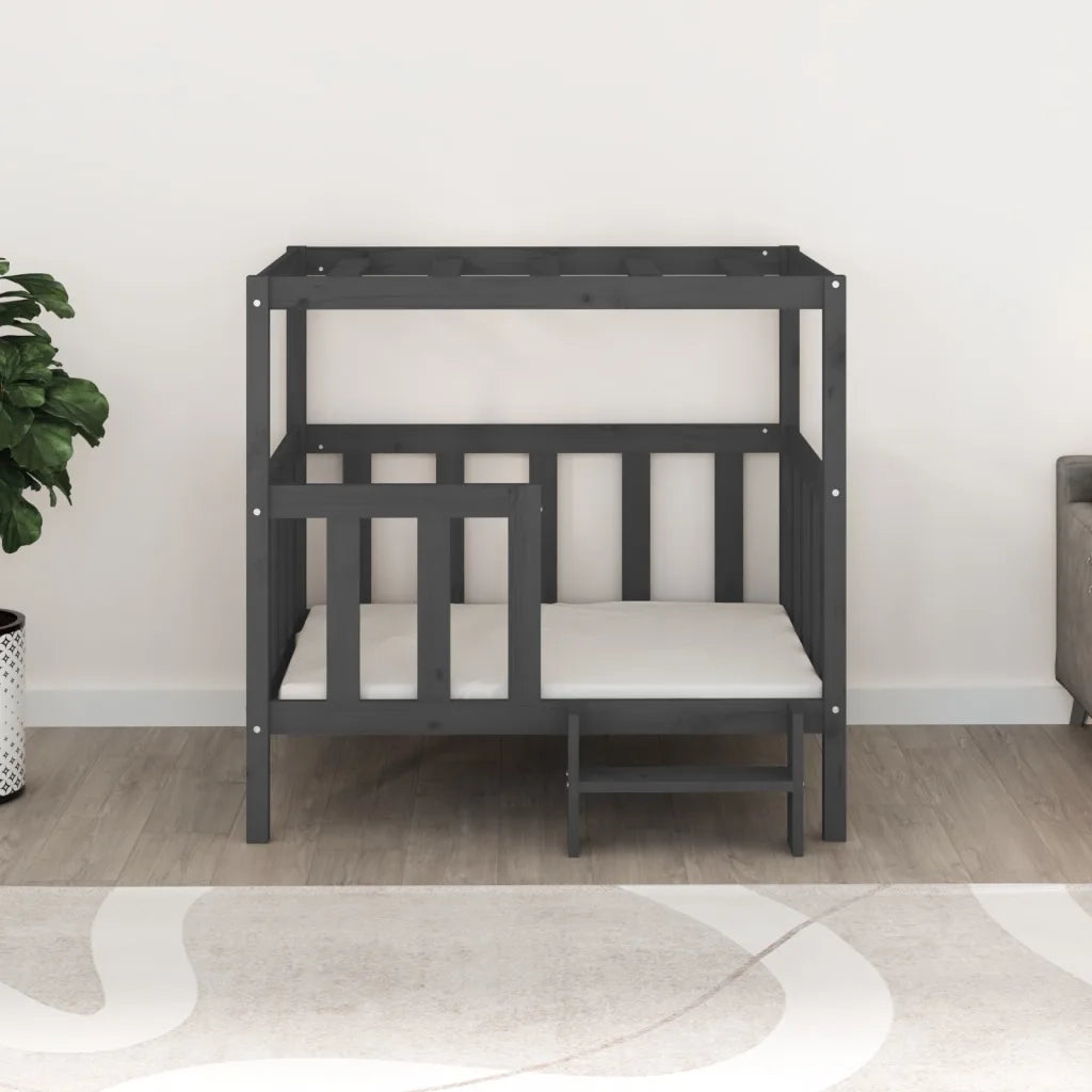 Cuccia per Cani Grigia 105,5x83,5x100cm Legno Massello di Pino 822389