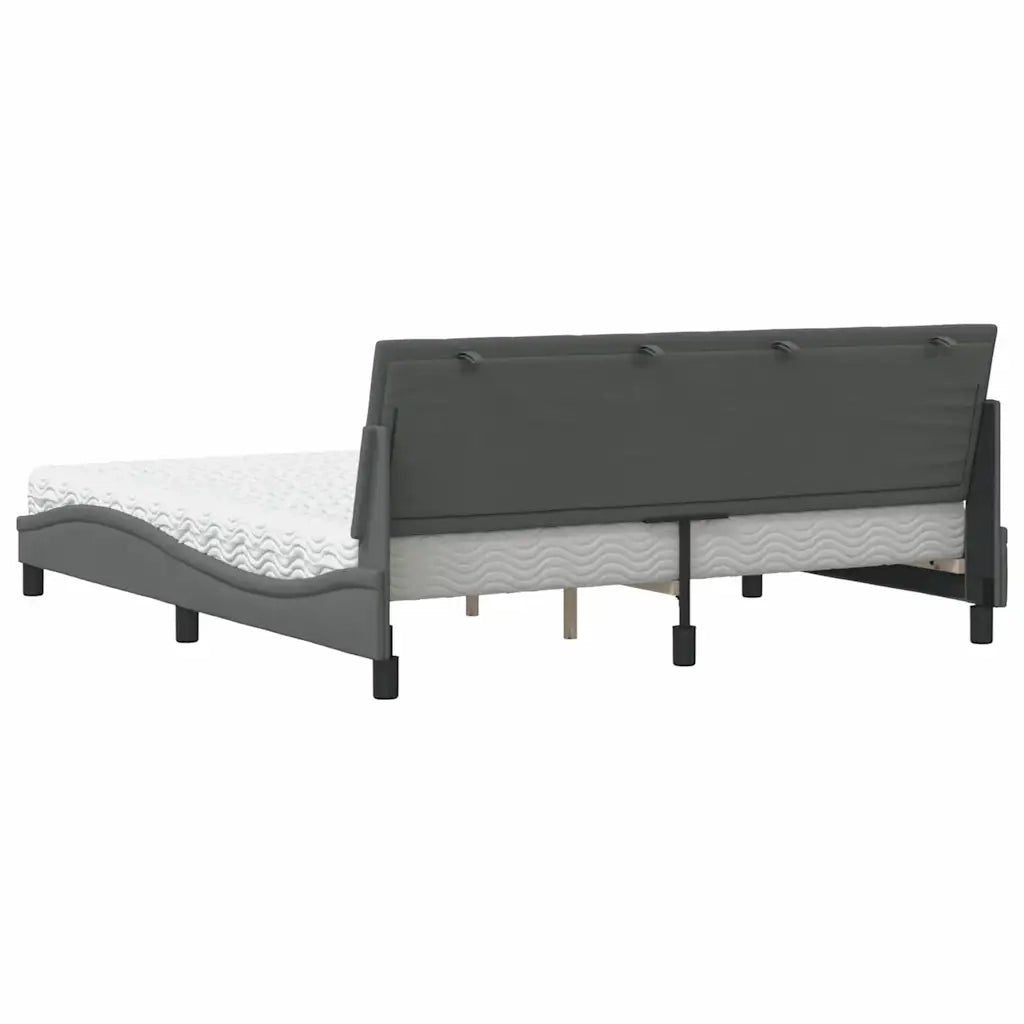 Letto con Materasso Hanko Grigio Scuro 180x200 cm Tessuto 3310546