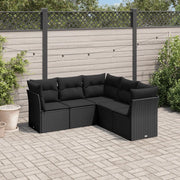 Set Divani da Giardino 5 pz con Cuscini in Polyrattan Nero 3217615