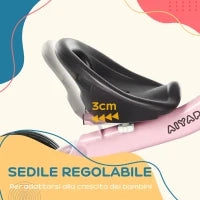 Triciclo per Bambini da 2-5 Anni con Seduta Regolabile e Campanello, 70.5x50x58cm, Rosa