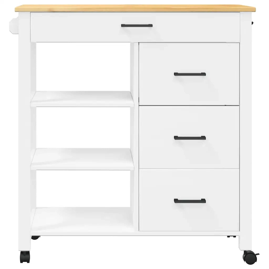 Carrello da Cucina MONZA 84x40x88,5 cm in Legno Massello di Pino