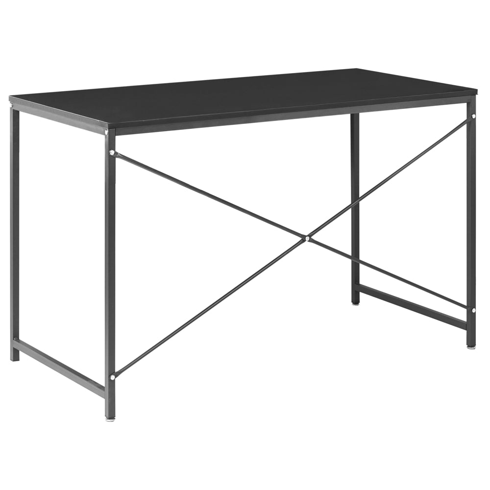Scrivania con piano in MDF nero, gambe e struttura in ferro verniciato a polvere, per ufficio domestico, stile industriale moderno
