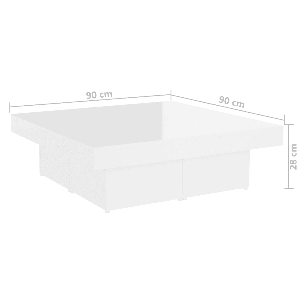 Tavolino da Salotto Bianco Lucido 90x90x28 cm in Truciolato cod mxl 14480
