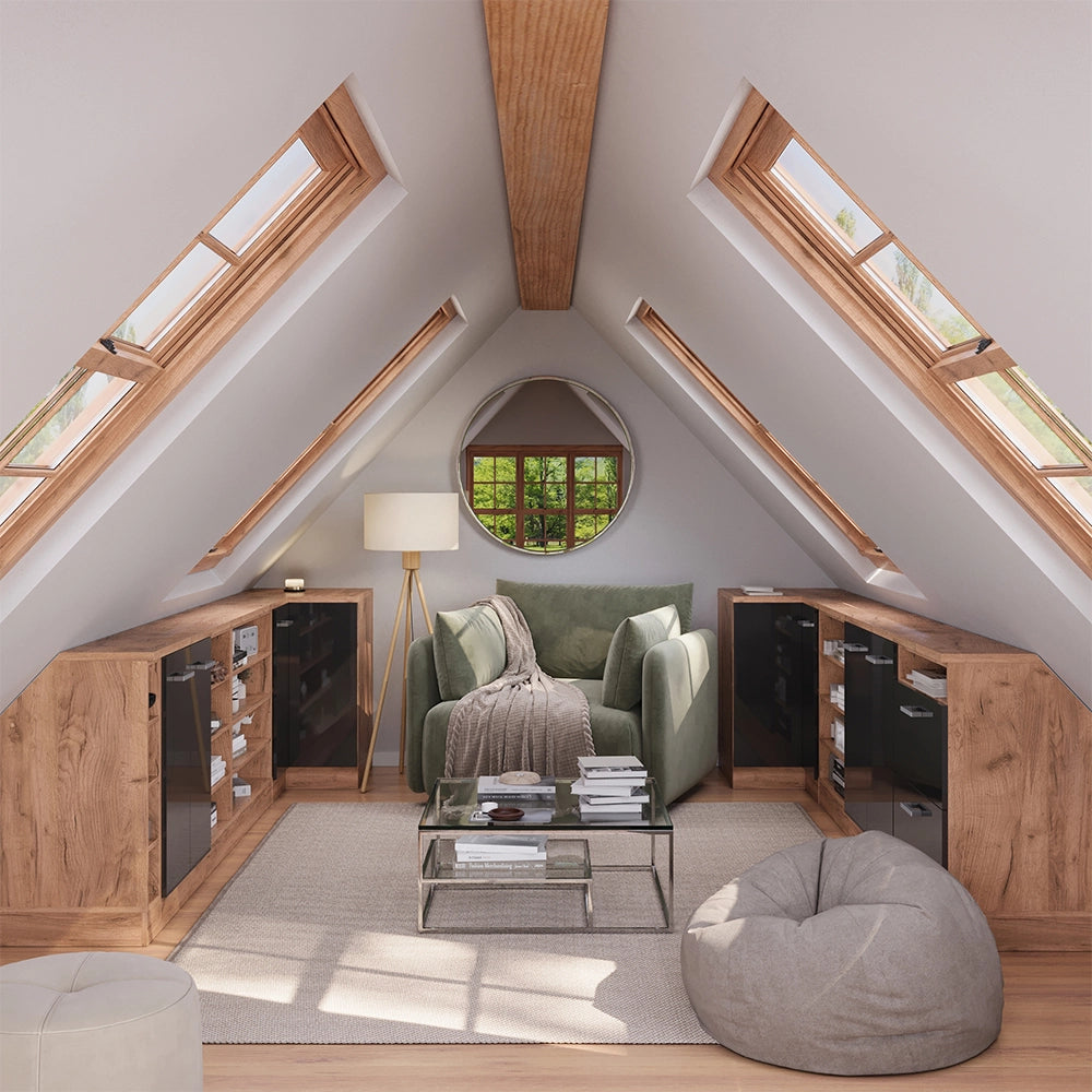 Mobile sottotetto Rion Antracite lucido/Rovere dorato 60 x 83.8 cm con 2 porte, carcassa 60 cm profondità Vicco