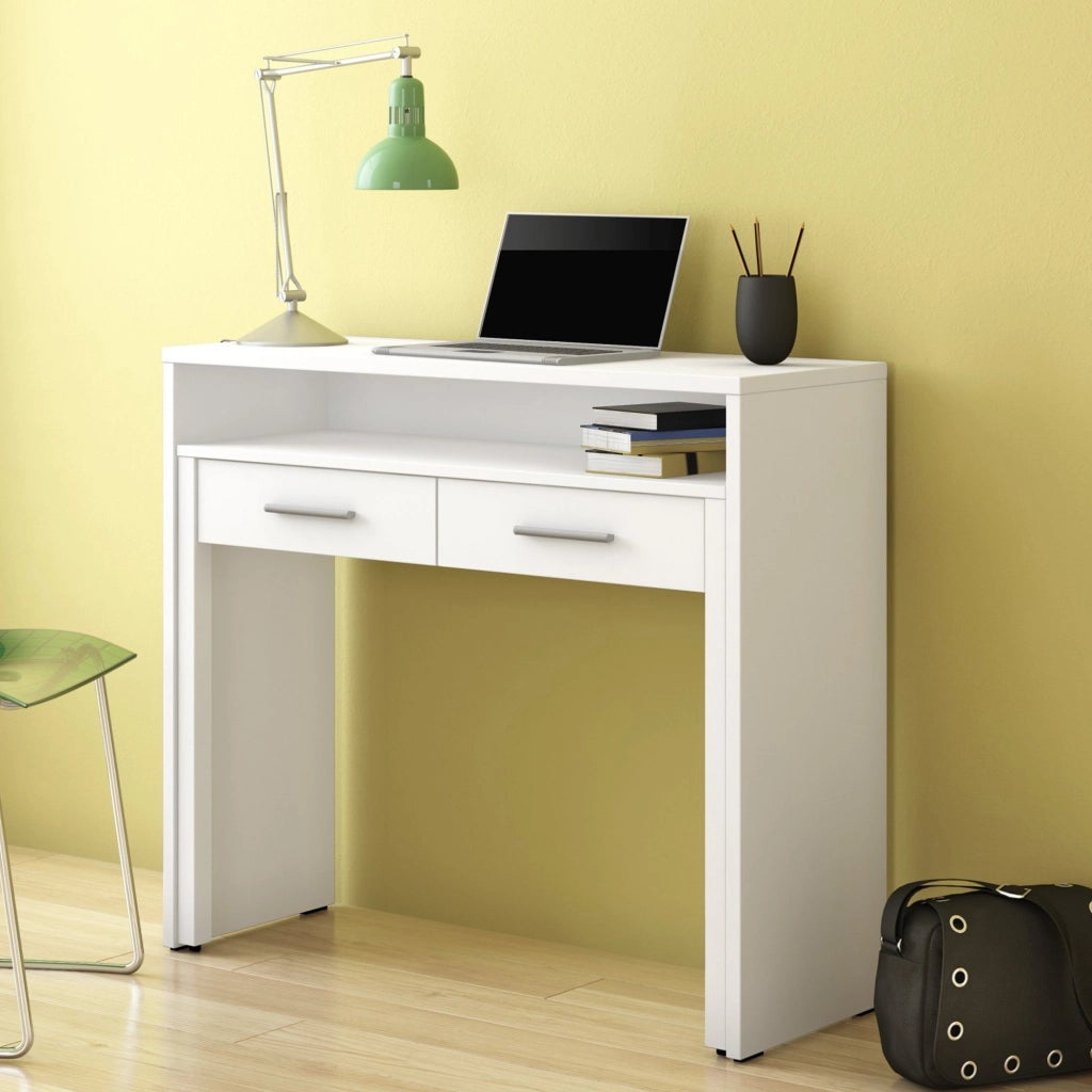 Opaglio, Scrivania 2 Cassetti, 98.6x36.6x86.9h cm Bianco