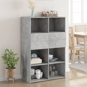 Credenza-Buffet-Armadio da cucina Grigio Cemento 80x42,5x124 cm in Legno Multistrato