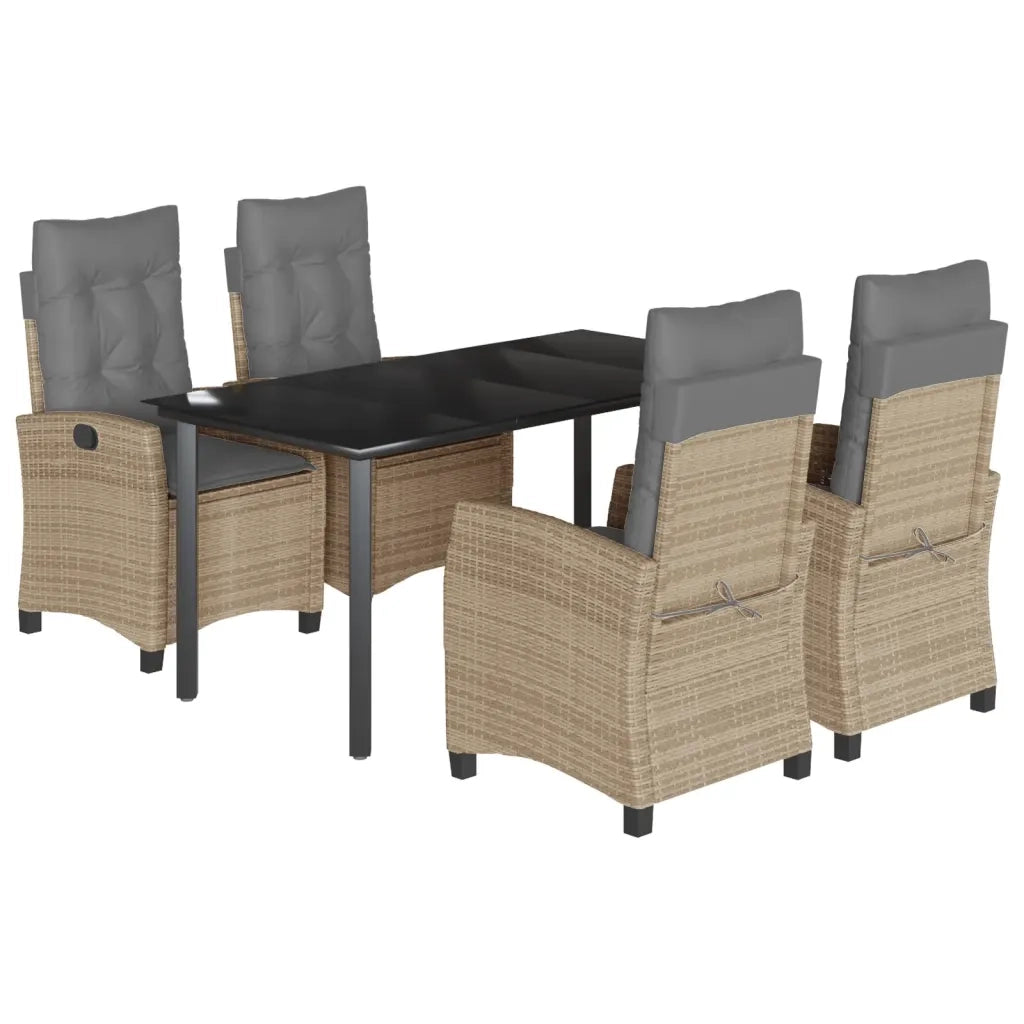 Set Pranzo da Giardino 5 pz con Cuscini Beige Misto Polyrattan 3212836