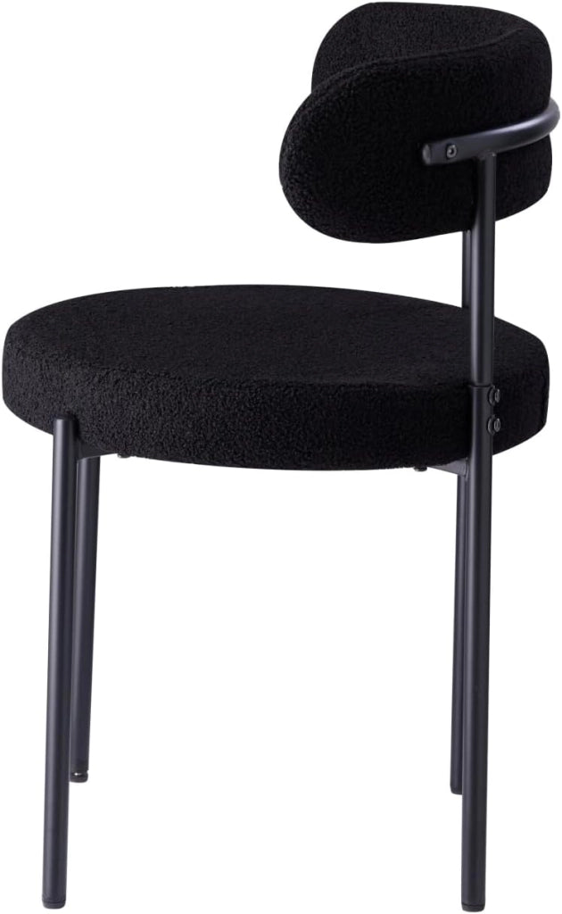 GrandCA HOME Set di 2 Sedie da Pranzo, Sedia da Cucina Imbottita con Rivestimento in Velluto Teddy, Adatta a Soggiorni, Sale da Pranzo e Camere da Letto, Nero