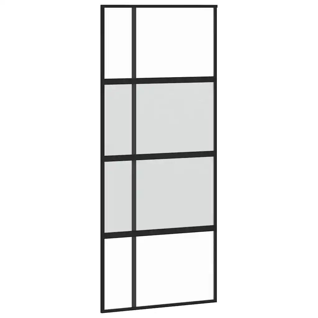 Porta Scorrevole Set Ferramenta Nera 90x205 cm Vetro Temperato