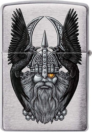 Accendino a Mano con Immagine Raven Color Chrome Laccato - Navighiabile & Inclusa Scatola Regalo - Argento - Alta Qualità