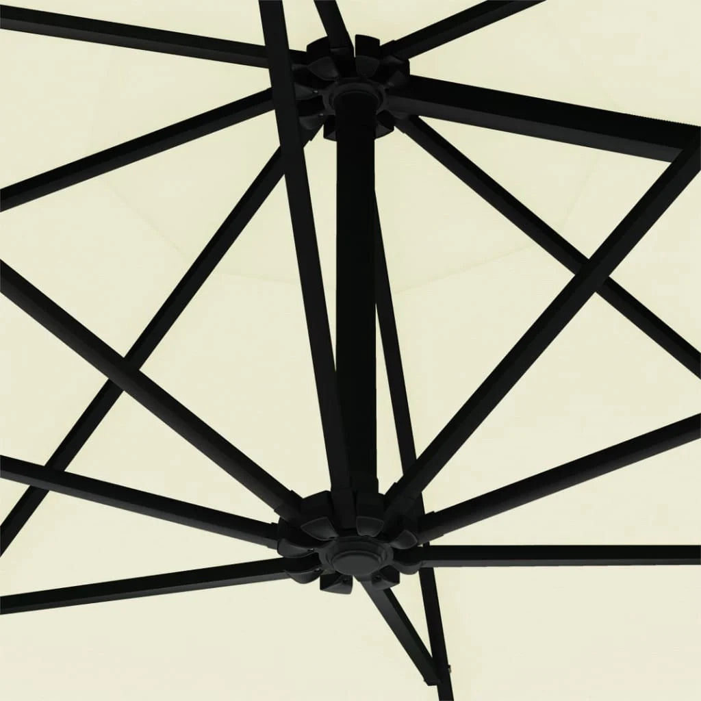 Ombrellone da parete con palo in metallo e illuminazione a LED 300 cm colore sabbia 02_0008694
