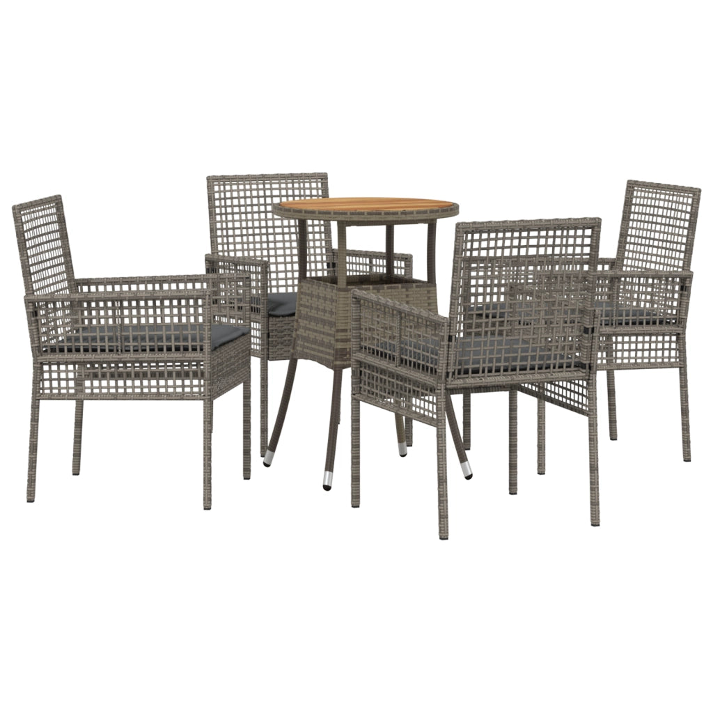 Set da Pranzo da Giardino in 5 Pezzi Grigio in Poliratano