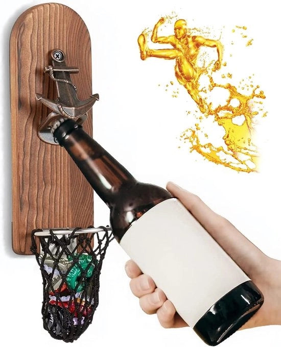 Apri-birra con magnete, apri-birra a muro in legno, regalo per uomo, padre, amico per Natale, Capodanno, compleanno