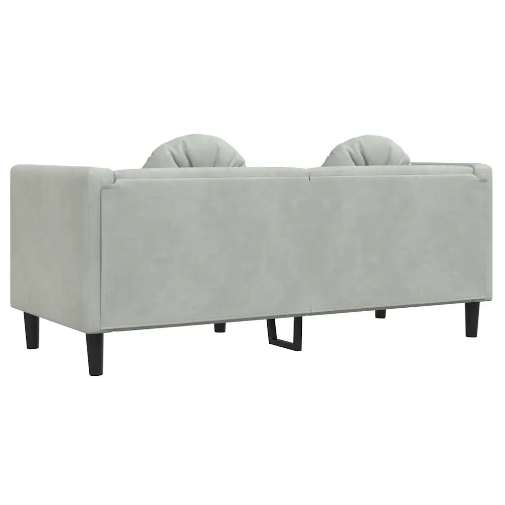 Divano a 2 Posti con Cuscini-Sofa 2 Posti con Cuscini Grigio Chiaro in Velluto