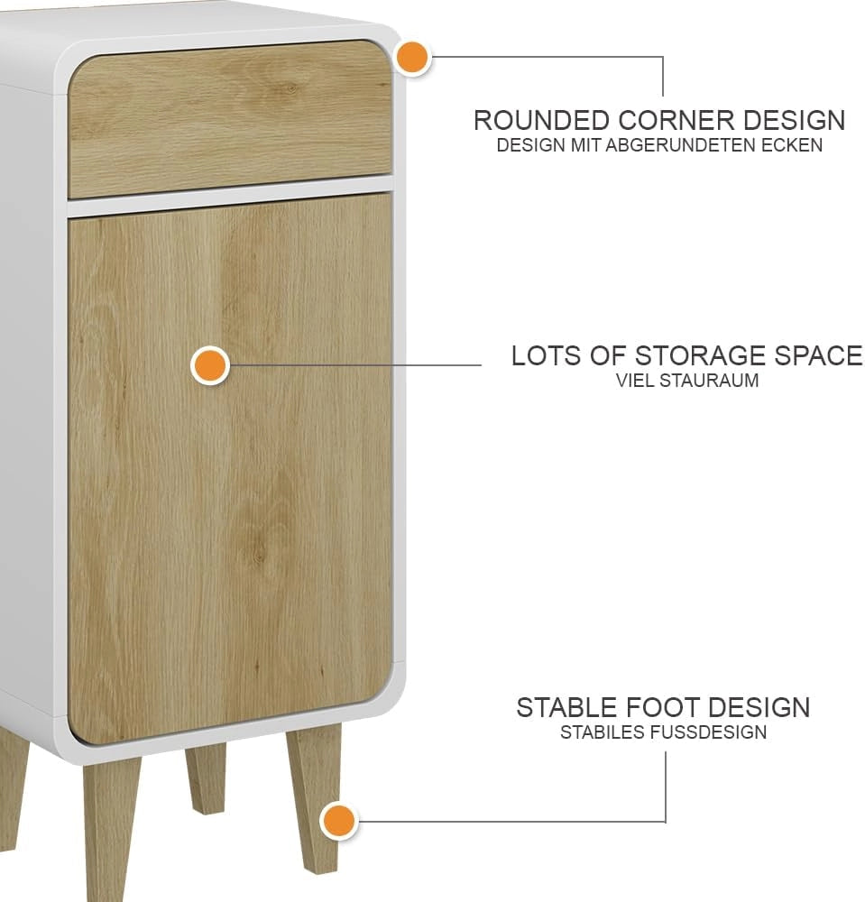 Mobile midi Arla, Bianco/quercia, 40 x 81 cm