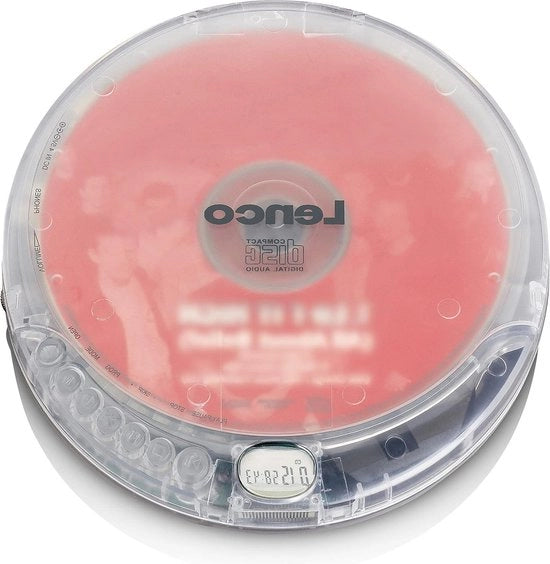 Portatile lettore CD con cuffia auricolare e cavo di ricarica Micro USB - funzionalità di ricarica interna - lettore CD trasparente CD-012TR