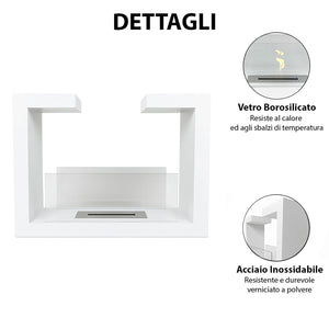 Camino a Bioetanolo da Terra Venus Free Standing Geometrico e Vetri Protettivi Serbatoio 850 ml in Acciaio Verniciato