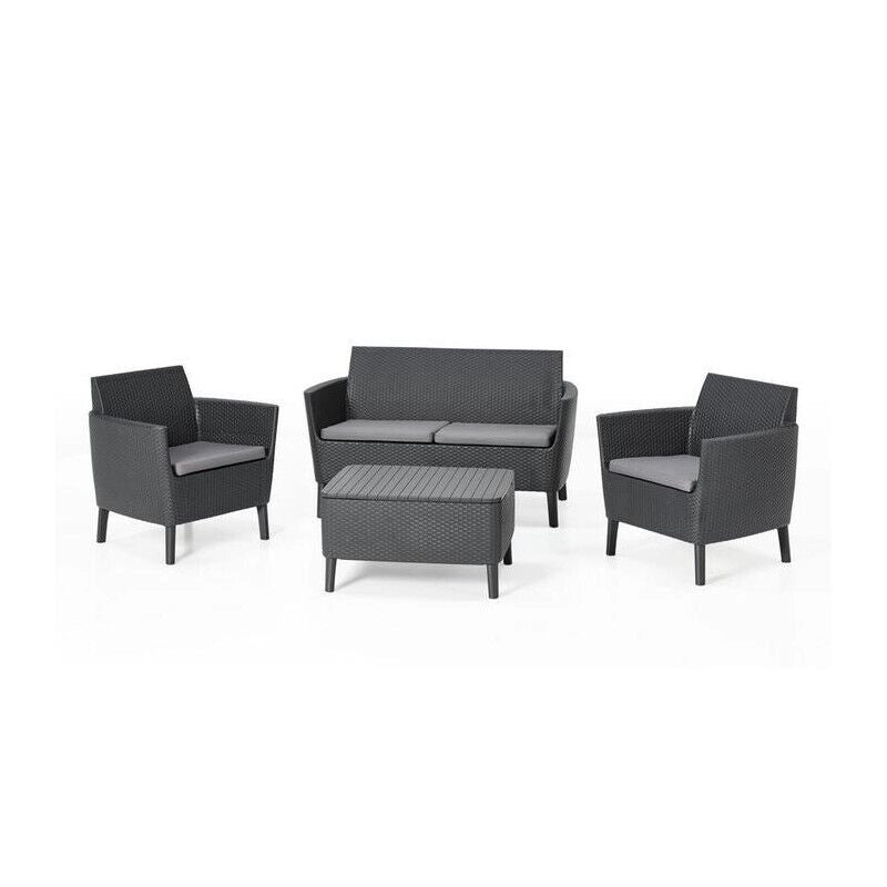 KETER SALEMO SET SALOTTINO DA GIARDINO 2 POLTRONE + DIVANO + TAVOLINO CAPPUCCINO