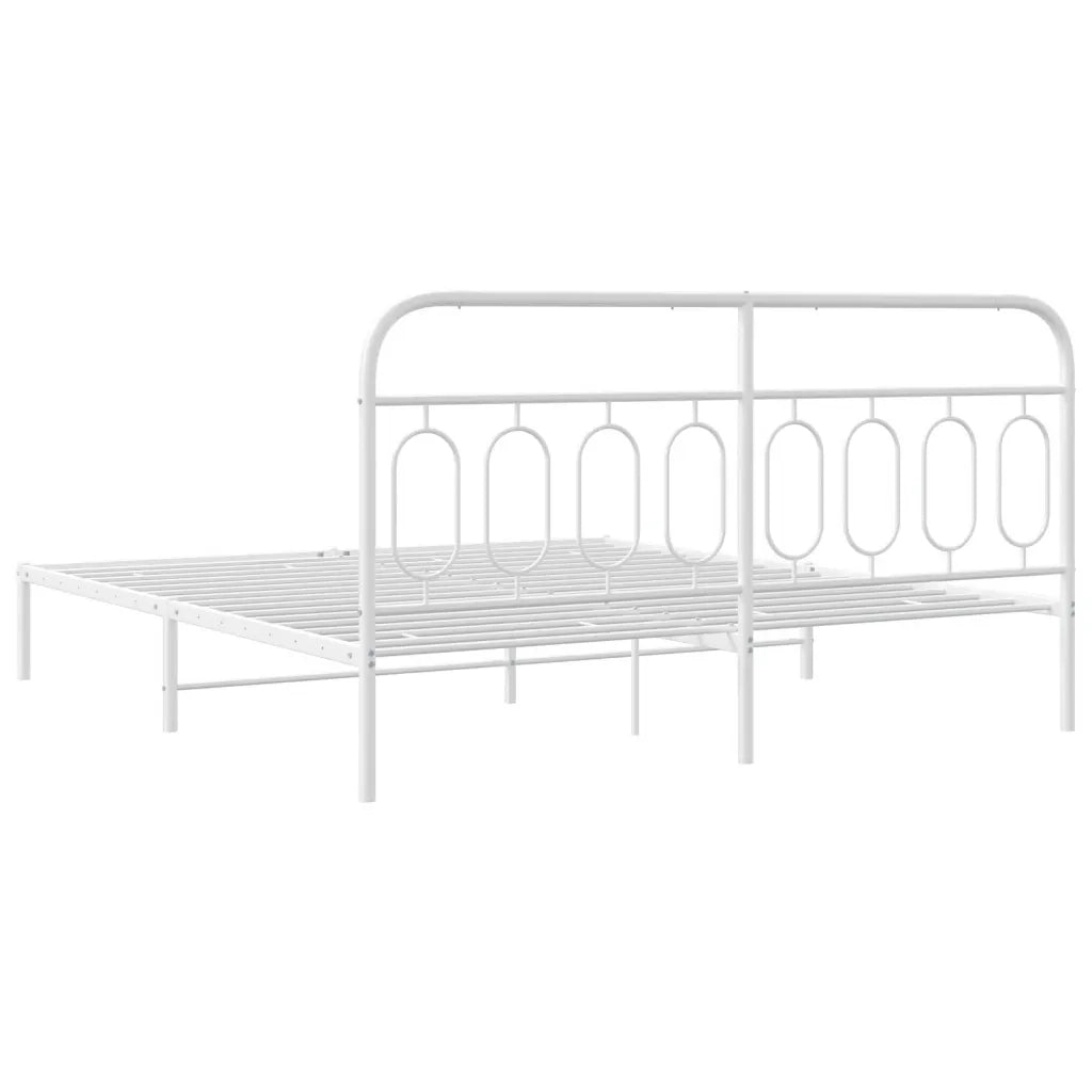 Giroletto con Testiera-Struttura Letto con testiera Metallo Bianco 193x203 cm 128353