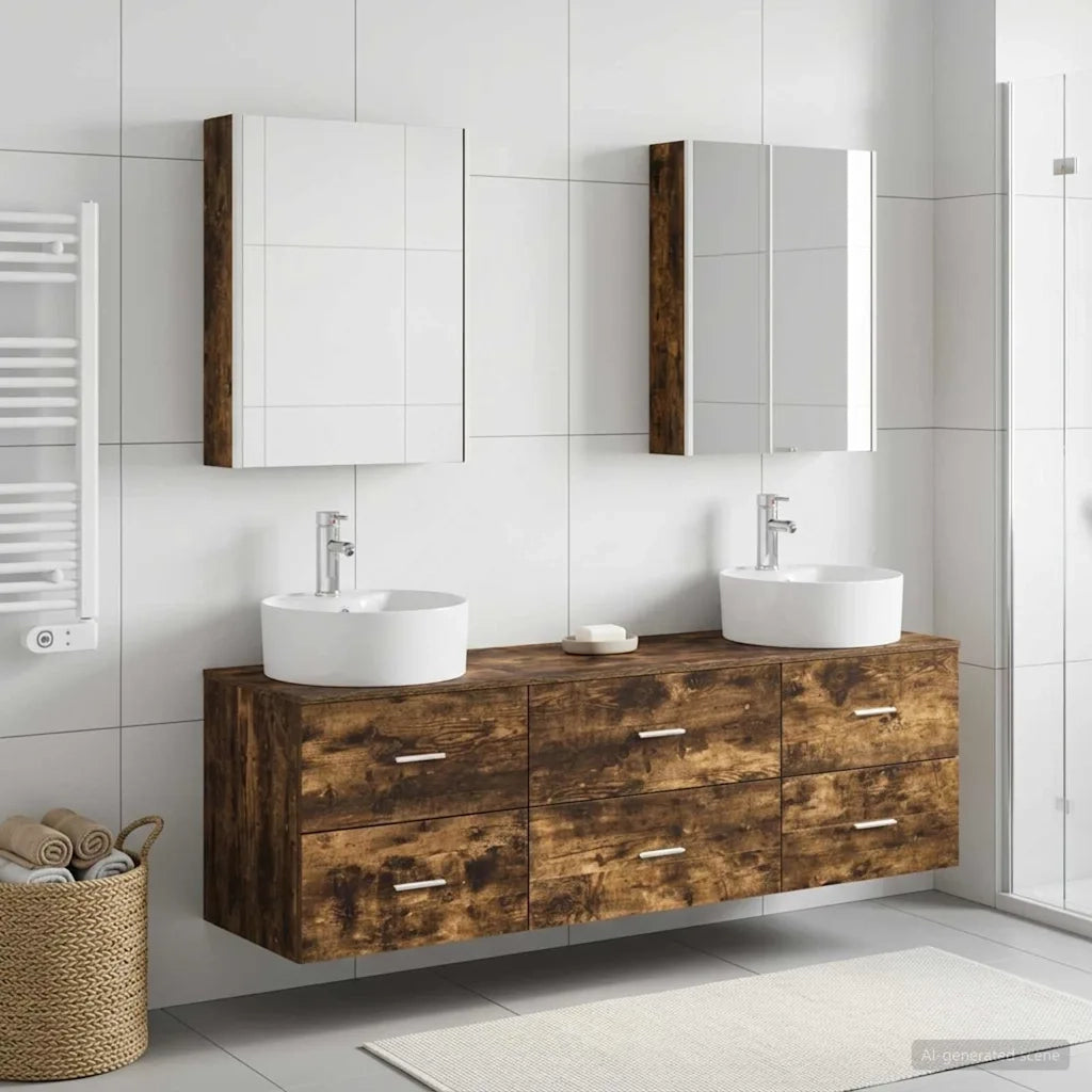 Set di mobili per il bagno 5 pcs Rovere Fumo 3406891