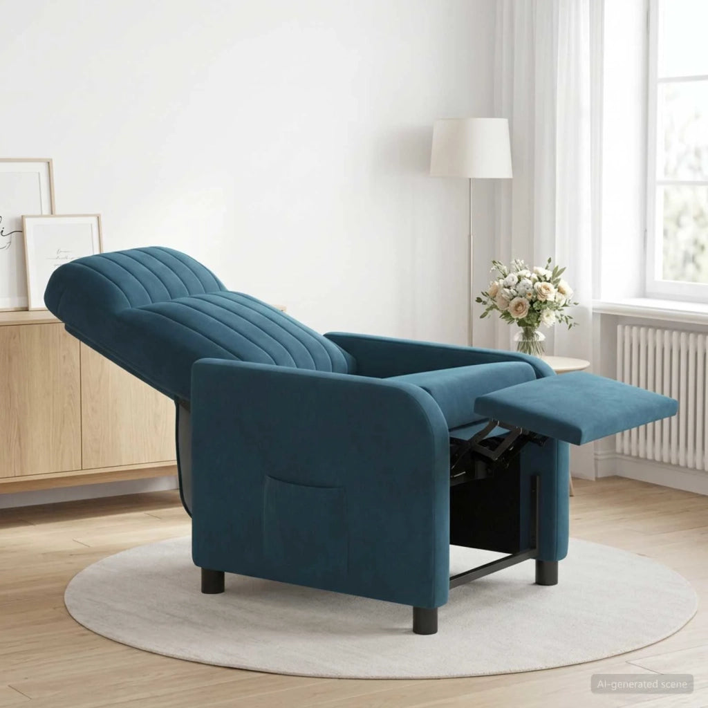 Divano Sedia-Poltrona reclinabile Blu Velluto (V)