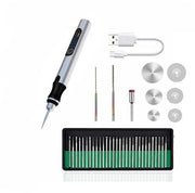 Graveerpen elettrico da 5.000, set di graveatura, mini graveerpen DIY, per uso DIY, ufficio, scuola, gioielli, metallo, vetro, pietra, plastica, legno con 30 punte rotanti e 3 dischi (argento)