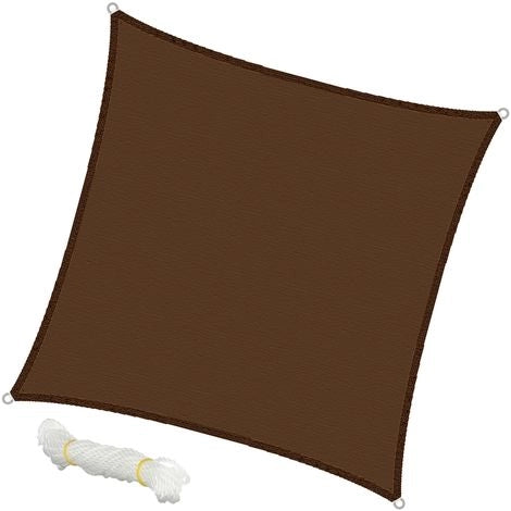 TENDA A VELA QUADRATA 5X5M MARRONE IN POLESTERE RI