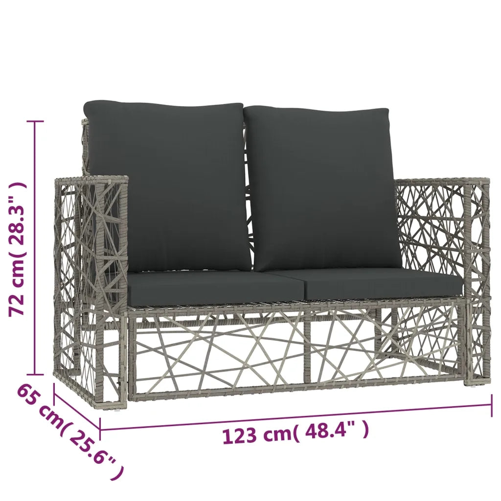Set Divani da Giardino 2 pz con Cuscini-Sofa da giardino in Polyrattan Grigio