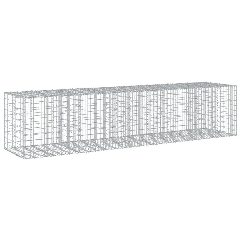 Cesto Gabbione con Copertura 450x100x100 cm in Ferro Zincato 3295197