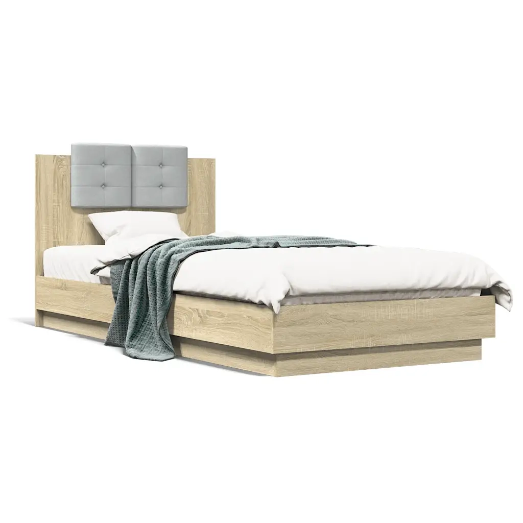 Giroletto con Testiera-Struttura Letto con testiera Rovere Sonoma 90x200cm Legno Multistrato 874736