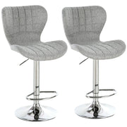 Set 2 Sgabelli da Cucina da Bar Girevoli con Altezza Regolabile in Tessuto Grigio