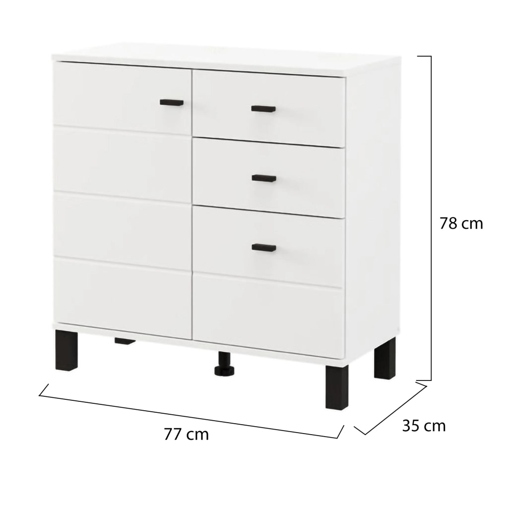 Madia Ollant, Credenza 3 Cassetti, 77x35x78h cm Bianco Opaco